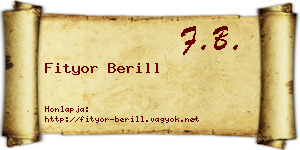 Fityor Berill névjegykártya